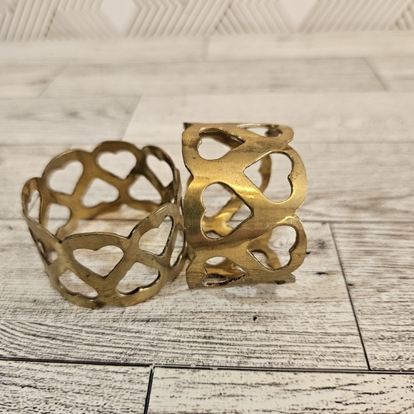 Vintage Brass Napkin Rings With Heart Cutouts - Picture 2 of 4